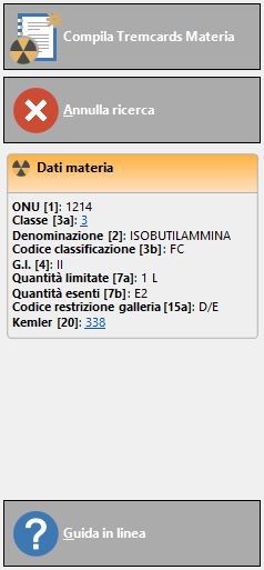 Riepilogo materia selezionata