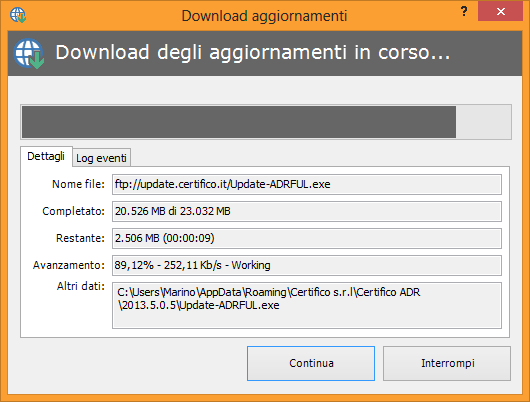 Avanzamento e controllo del download