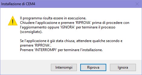 Potrebbero esserci istanze del software ancora in esecuzione