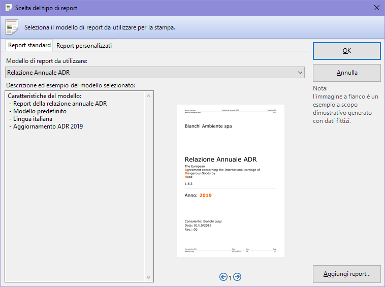 Elenco dei report installati